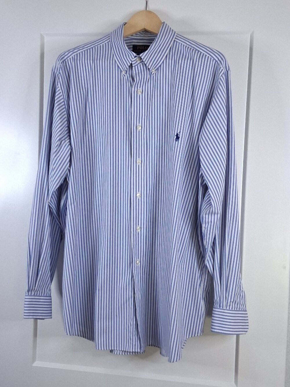 Polo Ralph Lauren Performance Shirt Mens 1XB Blue White Stripe Stretch Button D